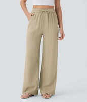 High Waist Wide Leg Linen Pants with Pockets