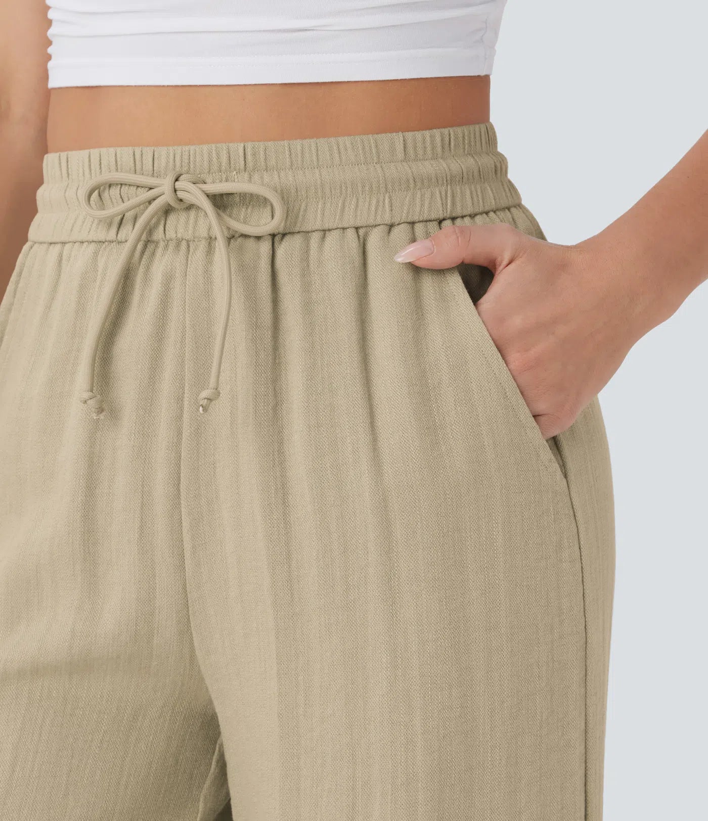 High Waist Wide Leg Linen Pants with Pockets